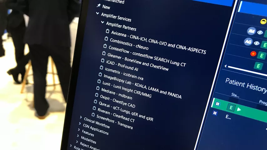 Example of the seamless integration to AI partners on the Sectra enterprise imaging system. The artificial intelligence algorithms radiologists choose from the Sectra partner list is fully integrated into the workflow on the system without requiring extra login, different screens or workstations..