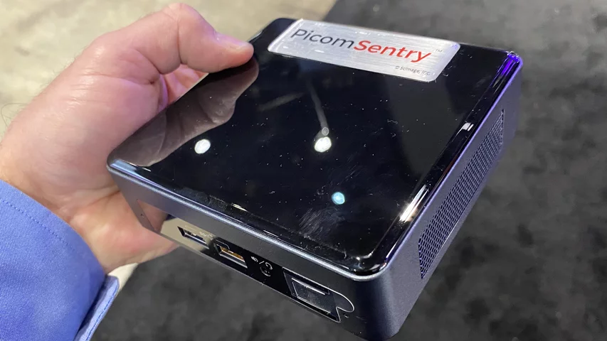 ScImage access router for entire PACS enterprise imaging system at a hospital plug and play box at HIMSS23.