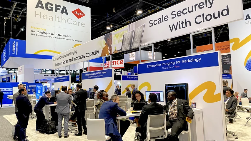 Agfa booth at RSNA 2023, for PACS and enterprise imaging. Photo by Dave Fornell #RSNA $RSNA2023 #RSNA23