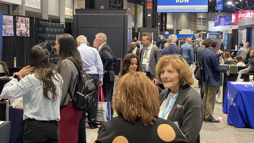 The radiologist staffing shortage doubled the number of health system recruiters on the RSNA 2023 expo floor. Photo by Dave Fornell. #RSNA #RSNA23 #RSNA2023