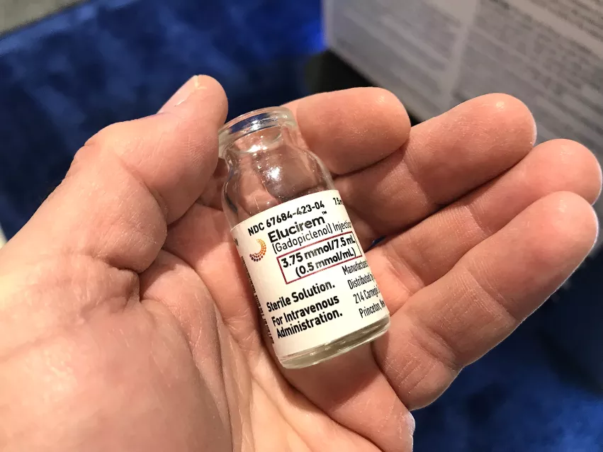 The new MRI contrast agent gadopiclenol, sold under the trade names Elucirem and Vueway by Bracco and Guerbet, uses 50% less gadolinium than current MRI agents.