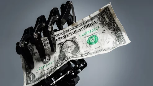 artificial intelligence money robot dollar AI