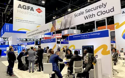 Agfa booth at RSNA 2023, for PACS and enterprise imaging. Photo by Dave Fornell #RSNA $RSNA2023 #RSNA23