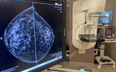Breast tomosythesis (3D mammography) mobile clinical install of the GE Senograph Pristina in a truck on display at RSNA 2023. Photo by Dave Fornell. #RSNA #RSNA23 #RSNA2023 #3Dmammo #3Dmammography