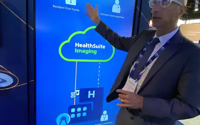 Cloud storage and cloud workflow for imaging demonstrated by Philips at RSNA 2023. Photo by Dave Fornell. #RSNA #RSNA23 #RSNA2023