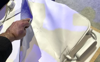 Philips flexible cardiac MRI coil at RSNA 2023. Photo by Dave Fornell. #RSNA #RSNA23 #RSNA2023