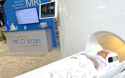 Neoscan Neonate MRI system displayed for the first time at RSNA. Photo by Dave Fornell. #RSNA #RSNA23 #RSNA2023