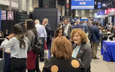 The radiologist staffing shortage doubled the number of health system recruiters on the RSNA 2023 expo floor. Photo by Dave Fornell. #RSNA #RSNA23 #RSNA2023