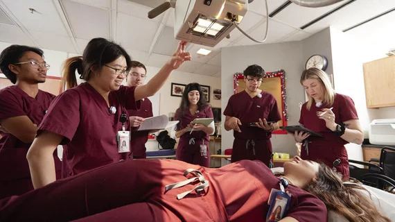 Radiography students training UNLV technologist