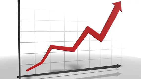 Rising financial results graph.